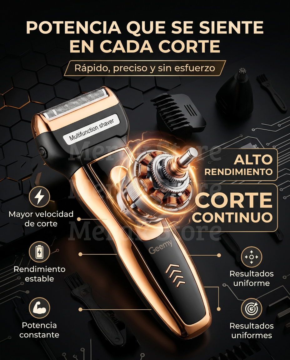 Super combo ✂️ Kit de Barbería 9 en 1: Máquina de Corte + Afeitadora 3 en 1 Geemy + Accesorios 🔥