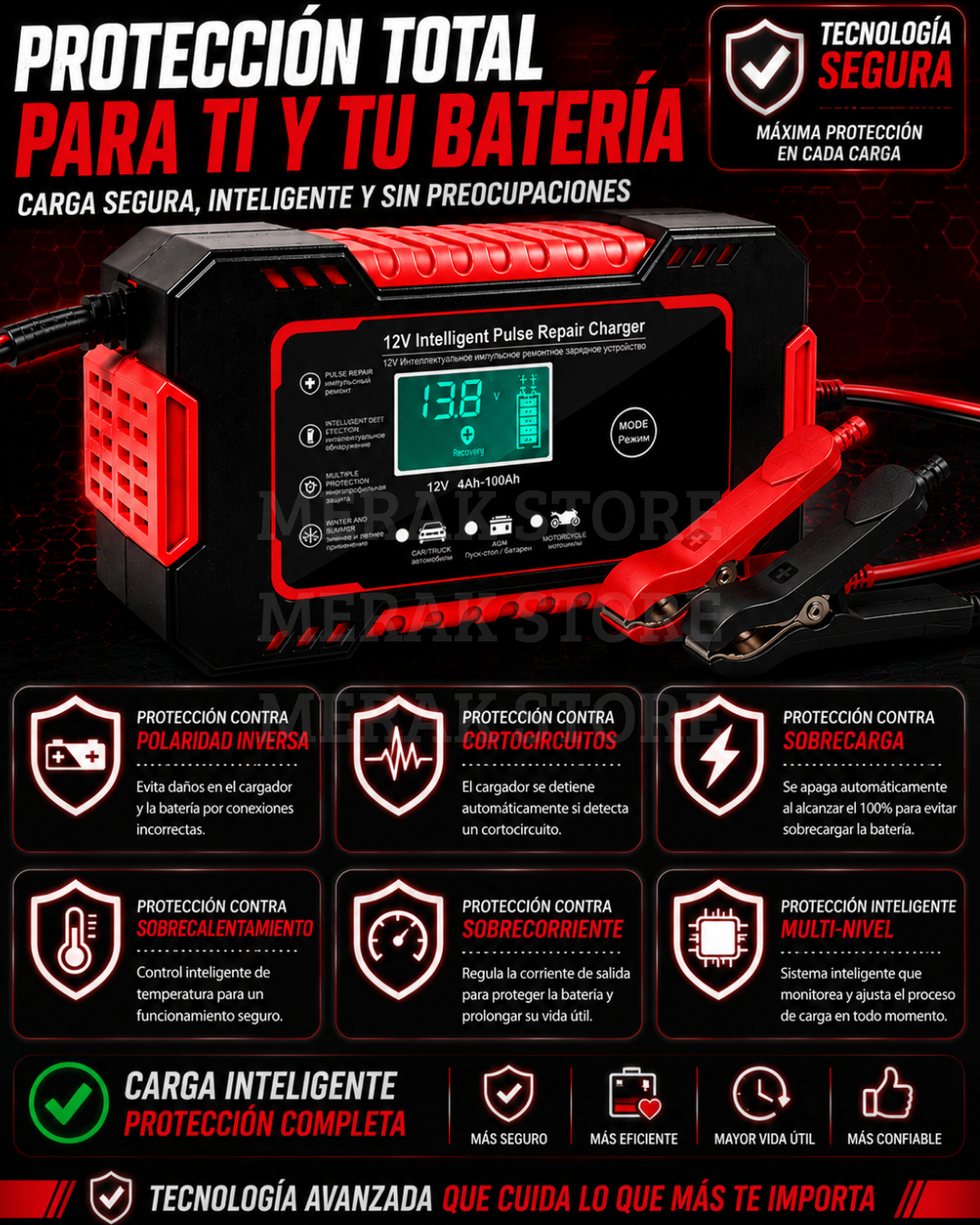 CARGADOR DE BATERIA PARA CARRO, CAMIONETA, CAMION O MOTO🔋