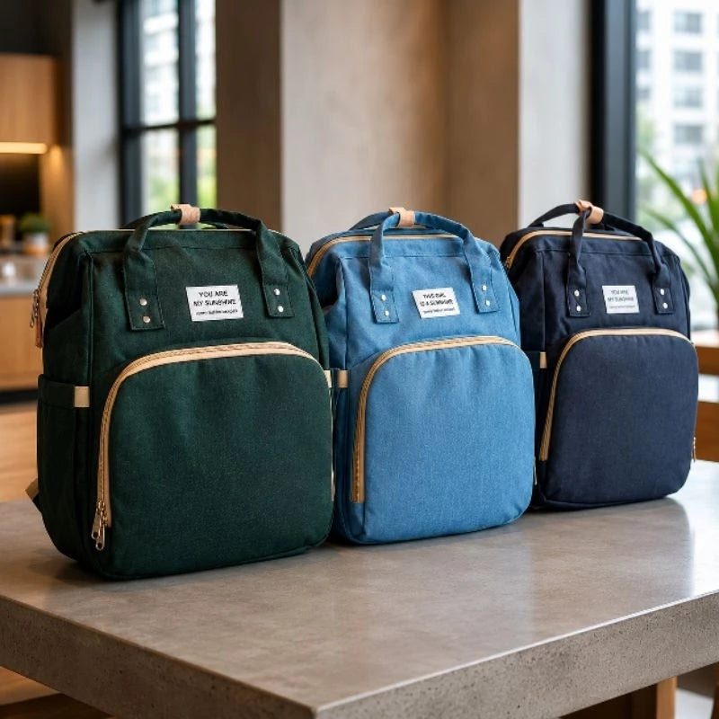 Bolso Pañalera Multiusos Con Cuna Portátil 💼👶