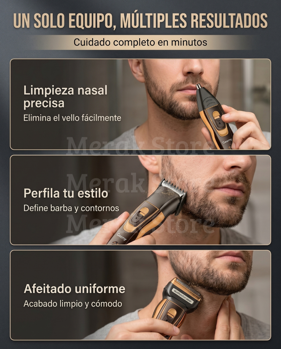 Super combo ✂️ Kit de Barbería 9 en 1: Máquina de Corte + Afeitadora 3 en 1 Geemy + Accesorios 🔥