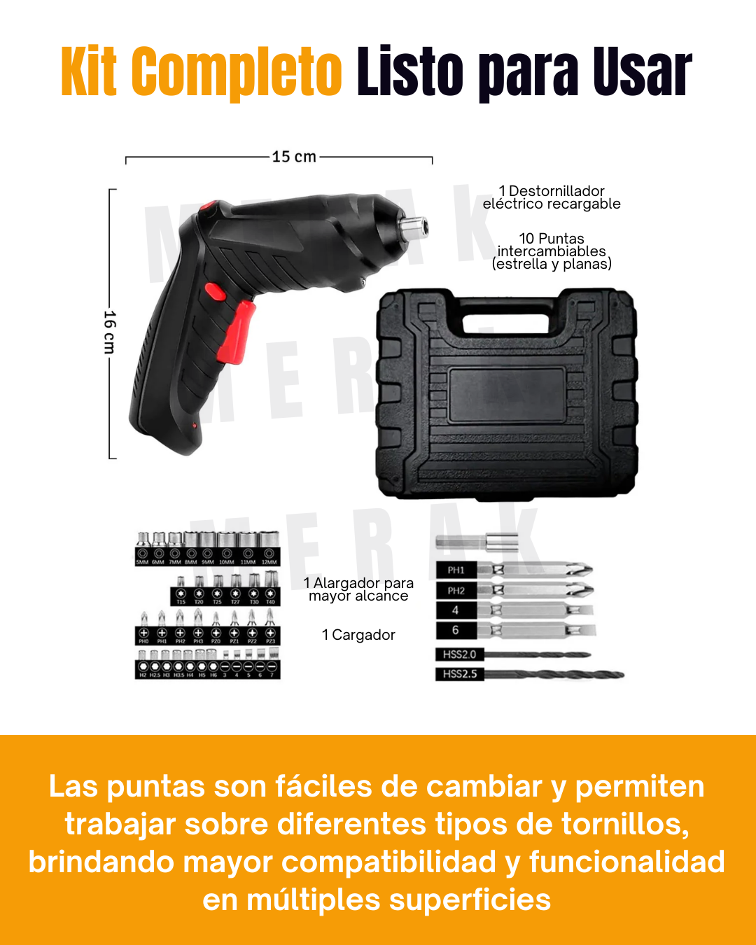 Super Combo de Herramientas Profesional: Destornillador Eléctrico + Set de Raches +  Accesorios🛠️
