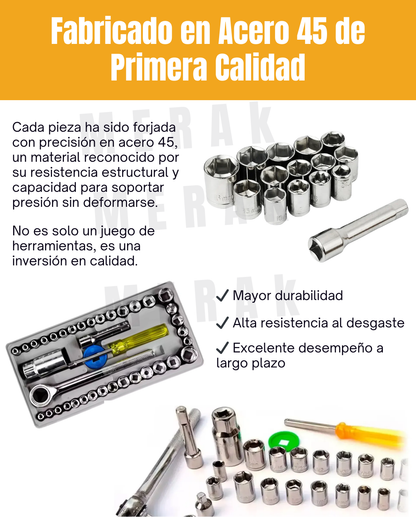 Super Combo de Herramientas Profesional: Destornillador Eléctrico + Set de Raches +  Accesorios🛠️