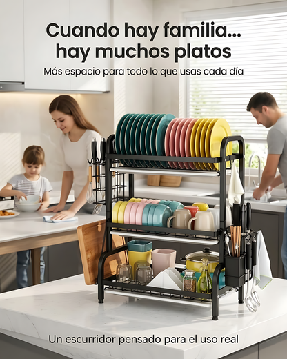 Escurridor de Platos tres niveles + Accesorios🧼