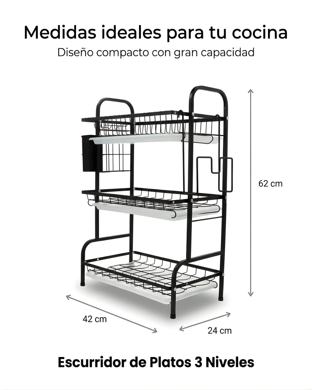 Escurridor de Platos tres niveles + Accesorios🧼