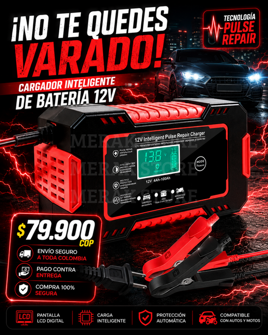 CARGADOR DE BATERIA PARA CARRO, CAMIONETA, CAMION O MOTO🔋