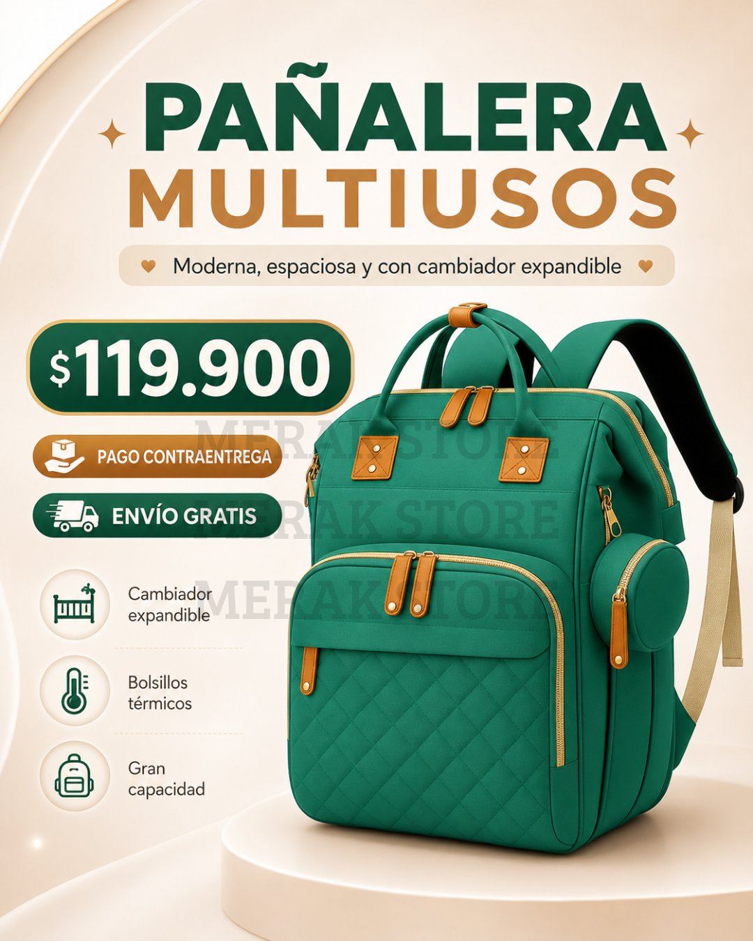 Bolso Pañalera Multiusos Con Cuna Portátil 💼👶