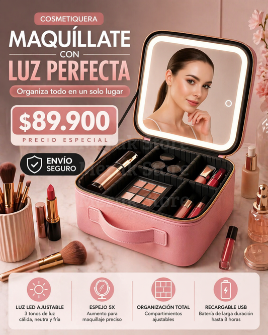 ✨Cosmetiquera Profesional Con Espejo Led
