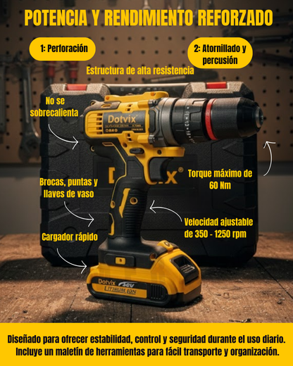 TALADRO PERCUTOR INALÁMBRICO 36V DRILL + ACCESORIOS🛠️