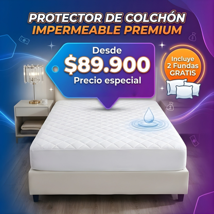 Protector de colchón antifluido + 2 fundas de almohada🌟