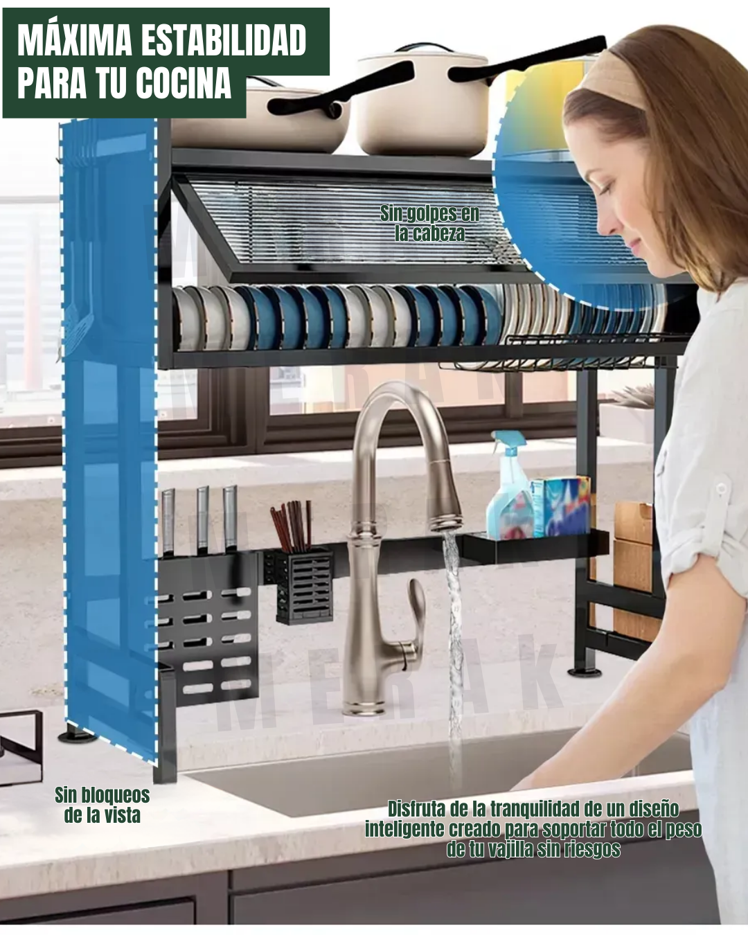 Escurridor de Platos sobre Lavaplatos con tapa + Accesorios🧼