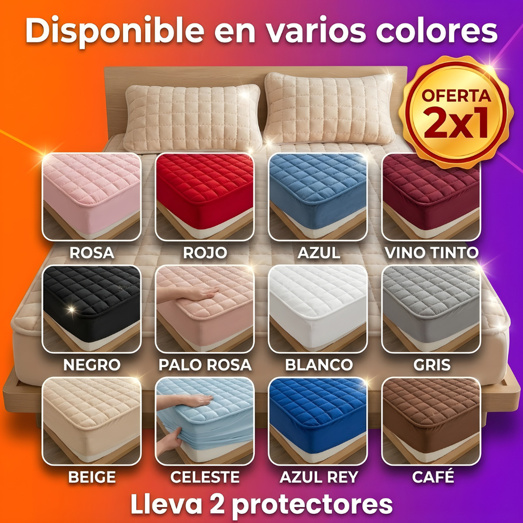 Paga 1 lleva 2 Protector de colchón antifluido + 4 fundas de almohada🌟