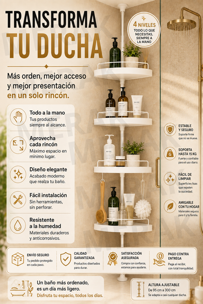 COMBO 2 EN 1 Organizador de baño + Esquinero 4 niveles 🚿