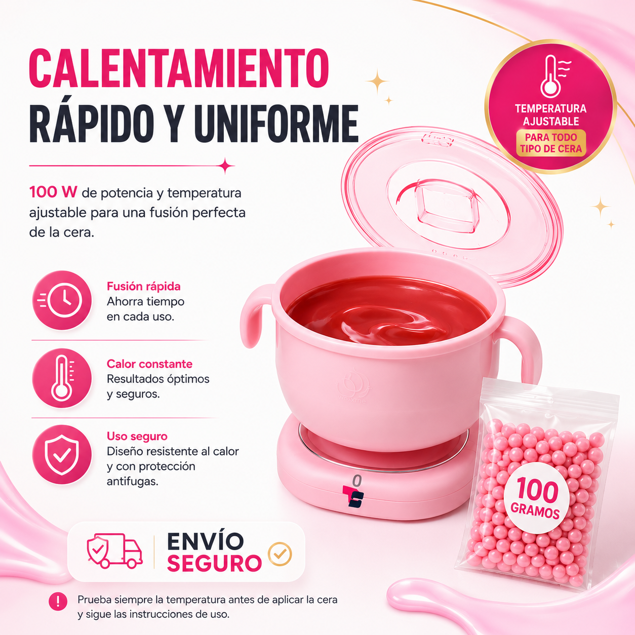 Kit de Depilación Profesional en Casa — Olla Calentadora + Cera en Perlas🌸