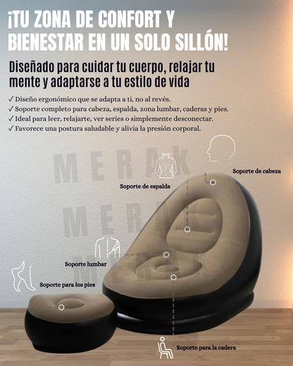 COMBO 3 EN 1 SOFA INFLABLE PREMIUM+ SILLON INFLABLE + INFLADOR MANUAL