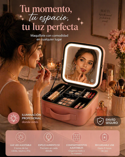 ✨Cosmetiquera Profesional Con Espejo Led
