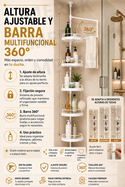 COMBO 2 EN 1 Organizador de baño + Esquinero 4 niveles 🚿