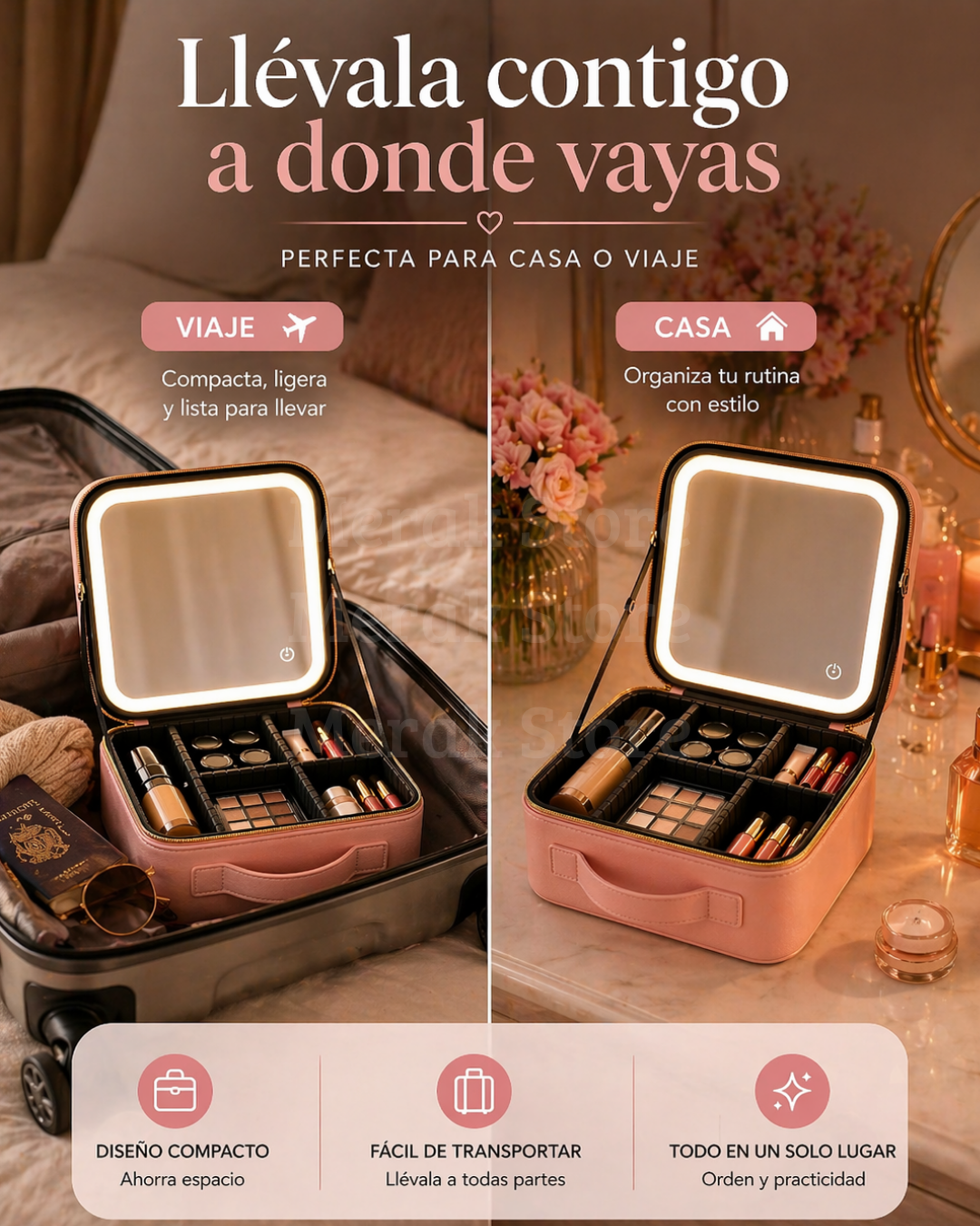 ✨Cosmetiquera Profesional Con Espejo Led