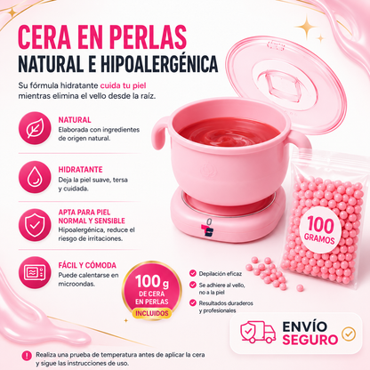 Kit de Depilación Profesional en Casa — Olla Calentadora + Cera en Perlas🌸