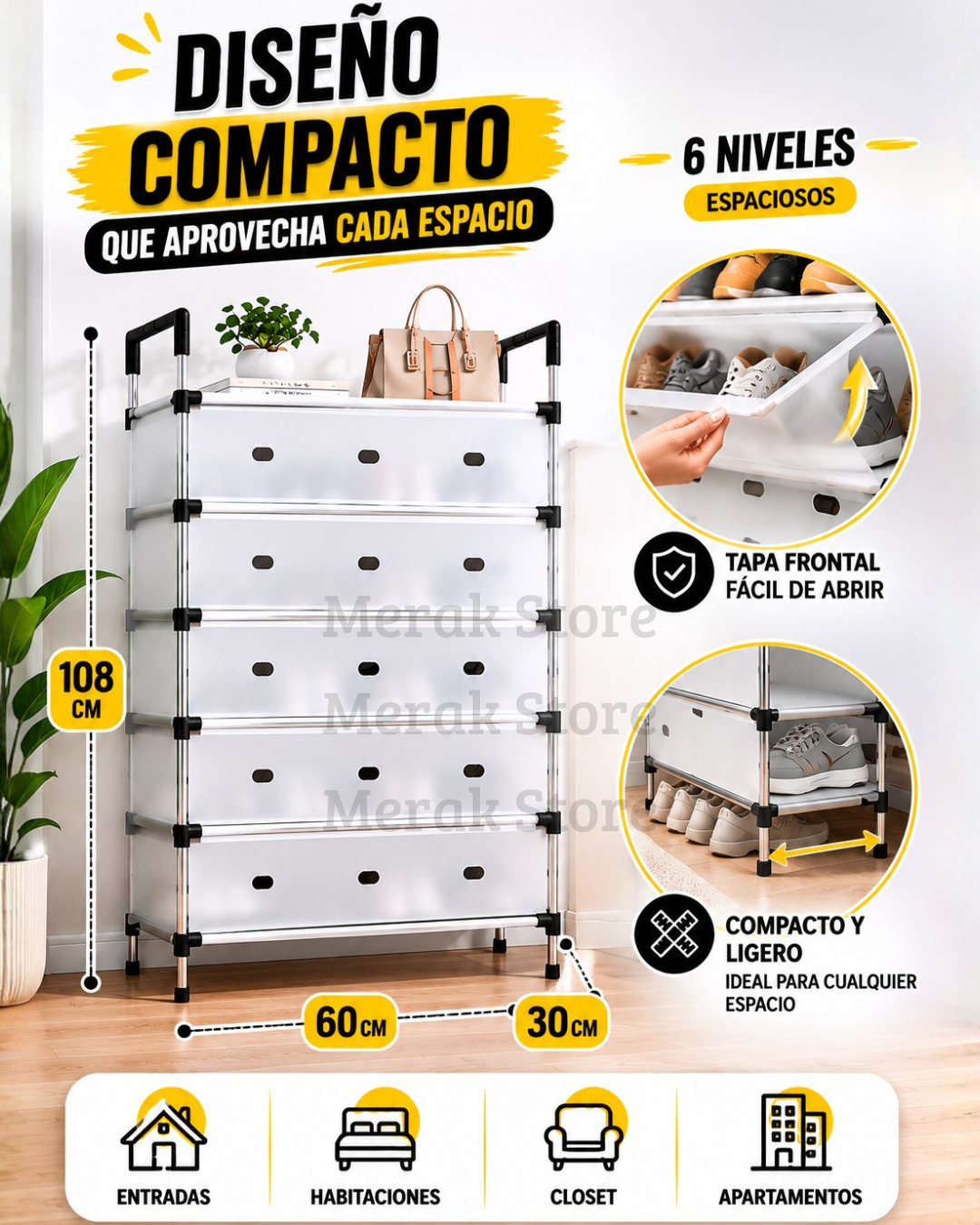 SUPER OFERTA - Zapatero De 6 Niveles Con Tapa