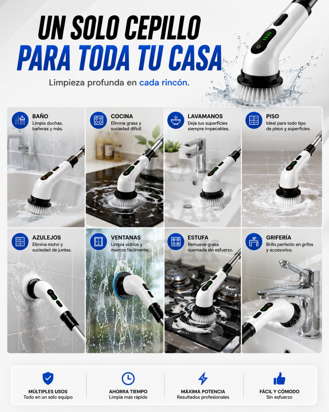 🧽 Cepillo eléctrico 9 en 1 + Accesorios🧽