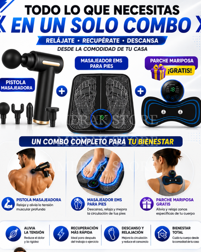 💆‍♂️Super Combo Masajeador Muscular+ Masajeador Para Pies + Parche mariposa obsequio 🎁