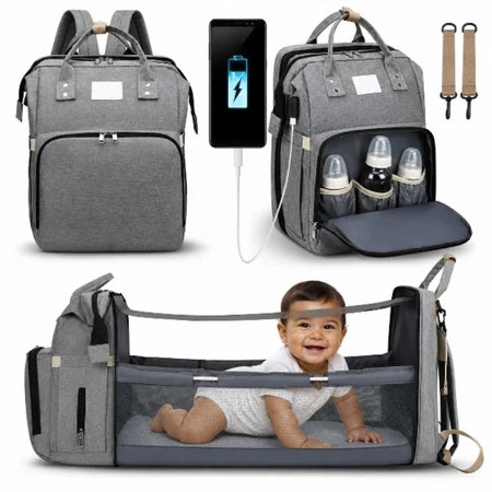 Bolso Pañalera Multiusos Con Cuna Portátil 💼👶