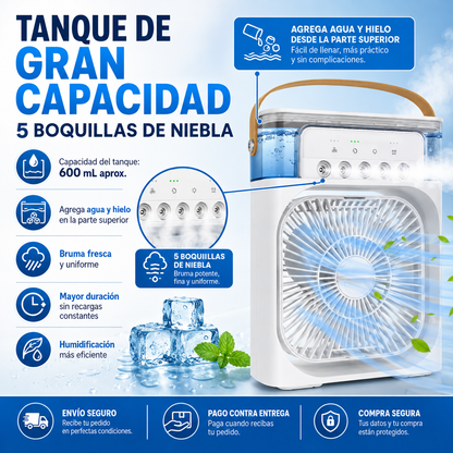 Ventilador Humificador 2 en 1 Portatil- Silencioso y refrescante🫧