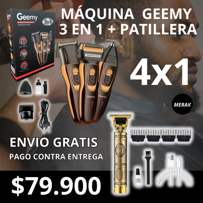 Super combo máquina Geemy 3 En 1 + Patillera🔥