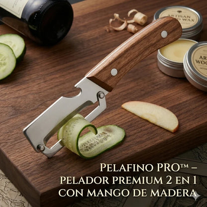 🔪PELAFINO PRO™ – PELADOR PREMIUM 2 EN 1 CON MANGO DE MADERA 🌿🔪🍏