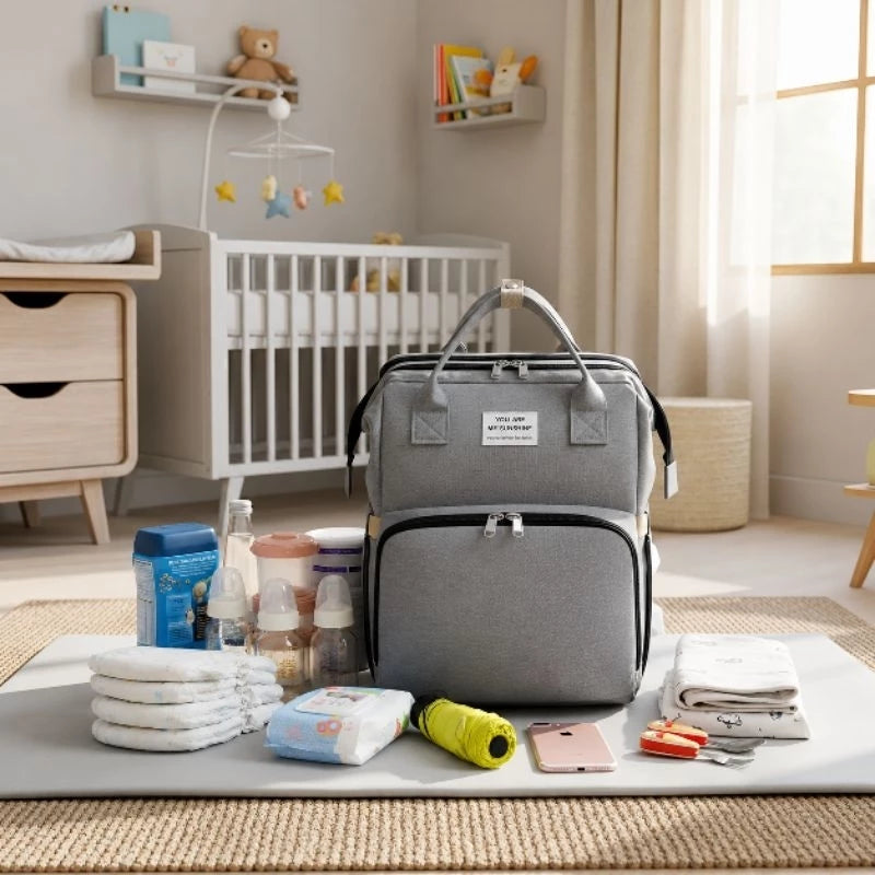 Bolso Pañalera Multiusos Con Cuna Portátil 💼👶